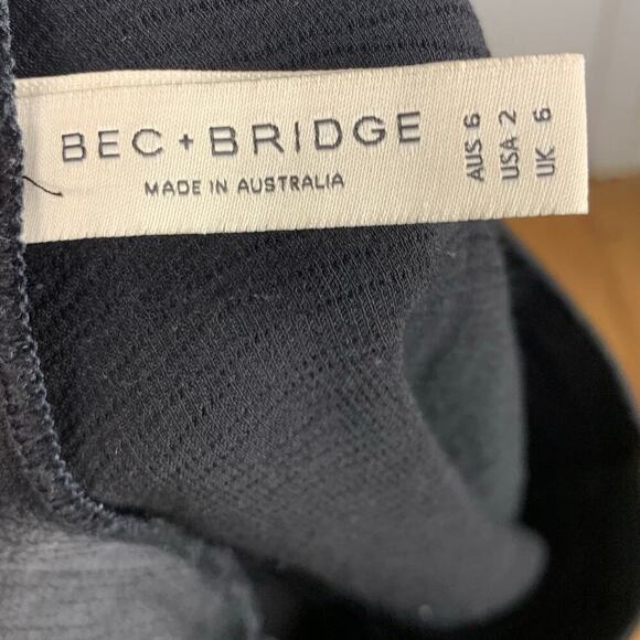 Bec + Bridge Black Crinkled Satin Bias Cut Maxi Slip Skirt - Size 2 - Picture 3 of 6